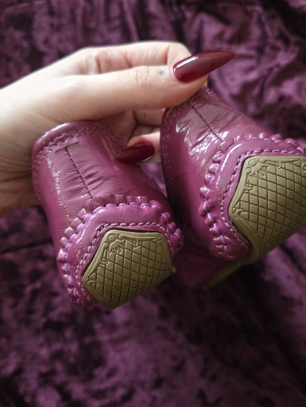 Elie Tahari Purple Patent Leather Driving Moccasin Loafer Ballet Flats 7.5 - Picture 6 of 6